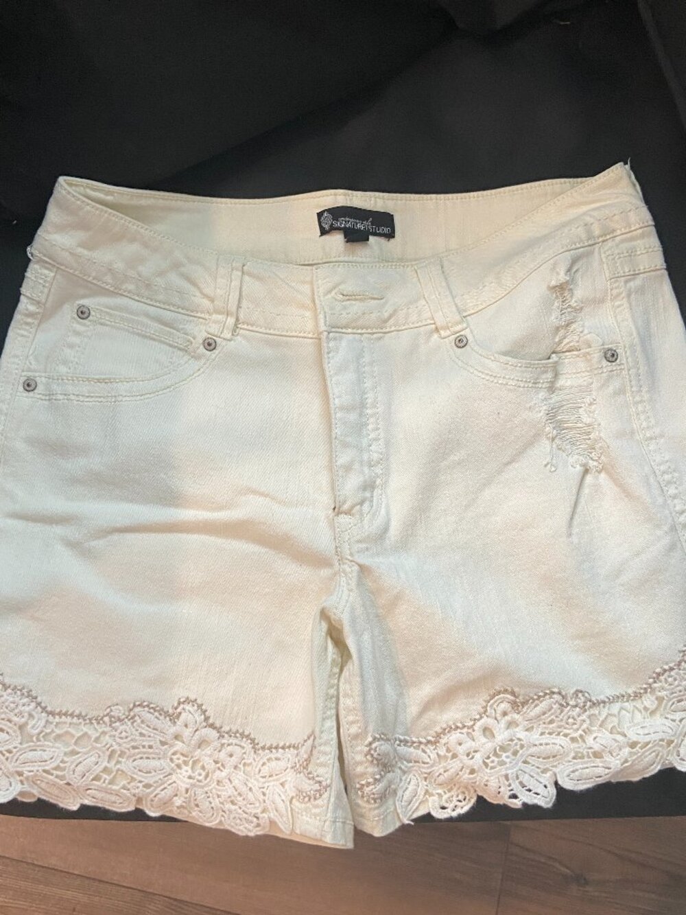 Crochet Denim Shorts